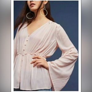 Breezy blush pink bell-sleeve top, XL